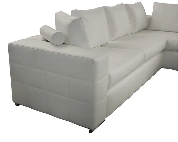 Sofá de couro branco isolado — Fotografia de Stock