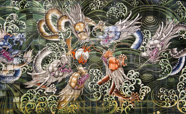 Dragões Parede mural — Fotografia de Stock