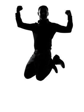 One business man jumping powerful silhouette clipart