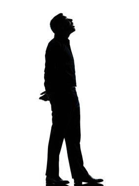 One business man looking up mouth open silhouette clipart