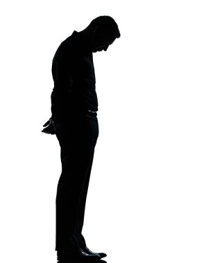 One business man sad lonely silhouette clipart