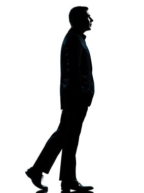 One business man walking silhouette clipart