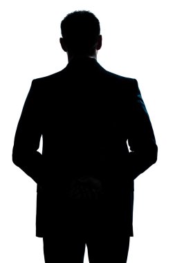 Silhouette man portrait backside standing clipart