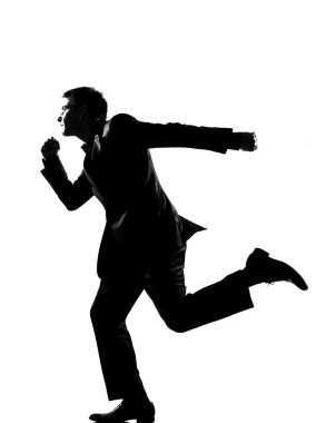 Silhouette business man running profile clipart