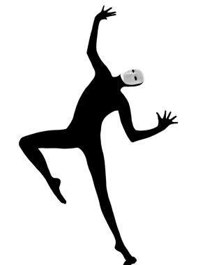 Performer mime with mask dancing dancer clipart