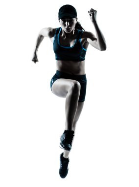 Woman runner jogger jumping clipart