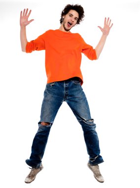 Young man screaming happy joy clipart