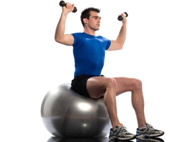 adam fitness topu egzersiz duruş ağırlık eğitimi