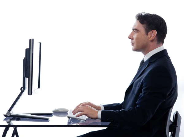 Hombre de negocios perfil de computación en el escritorio — Foto de Stock
