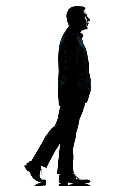 Jeden obchodní muž chodící silueta — Stock fotografie