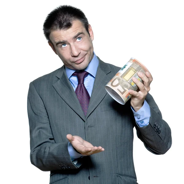 Closeup portret van expressieve zakenman op beurscrisis — Stockfoto