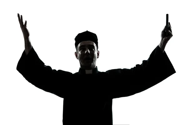 Soytarı kostüm siluet saluting içinde adam — Stockfoto