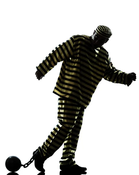 Uomo prigioniero criminale con palla a catena — Foto Stock