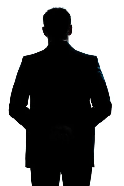 Silhouette man portrait backside standing — Stock Photo, Image