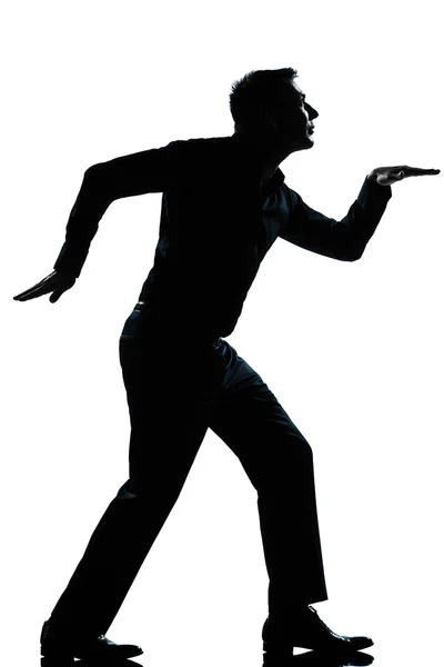 Silhouette man funny egyptian walking full length — Stock Photo, Image
