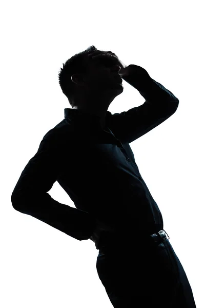 Silhouette uomo ritratto dolore mal di schiena — Foto Stock