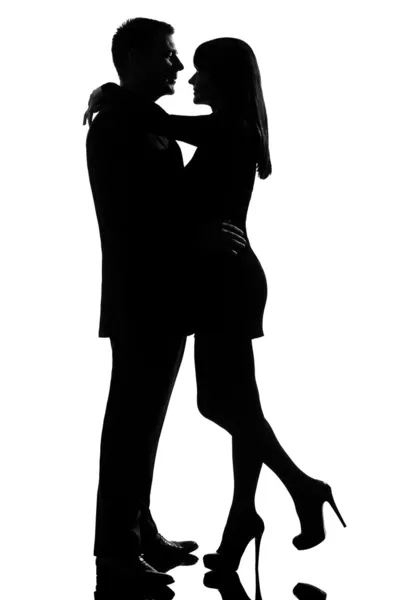 Één liefhebbers paar man en vrouw knuffelen tederheid — Stockfoto