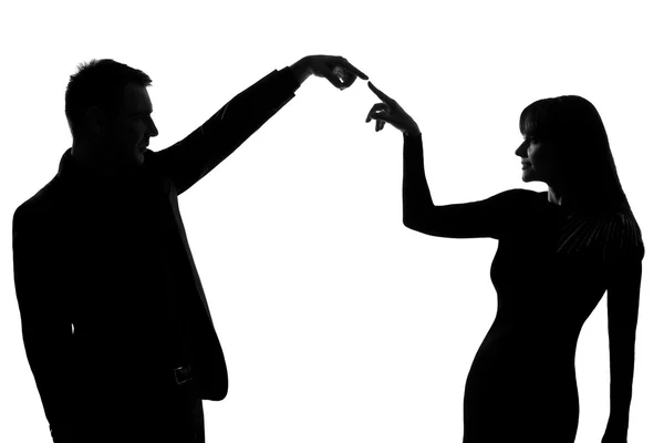 Una pareja hombre y mujer expresando gesto de comunicación cóncavo — Foto de Stock