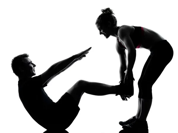 Ett par man kvinna utöva träning fitness — Stockfoto
