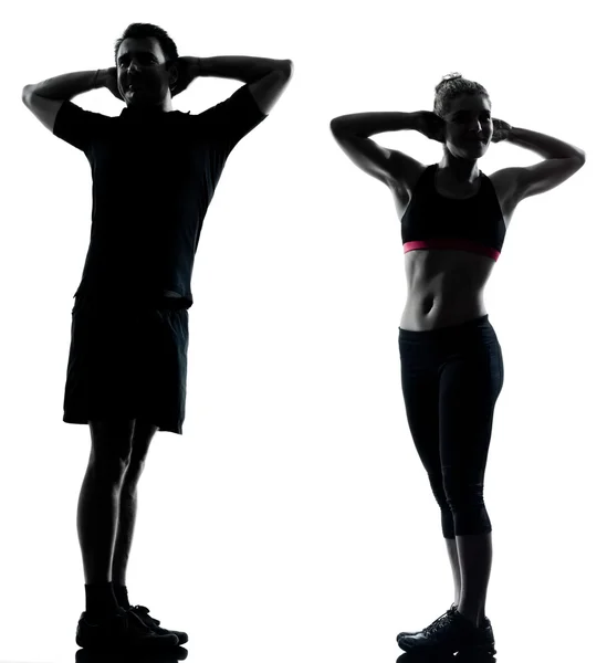 Jeden pár muž žena cvičení cvičení fitness — Stock fotografie