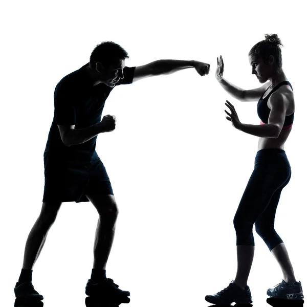 Um casal homem mulher exercitando aptidão treino — Fotografia de Stock