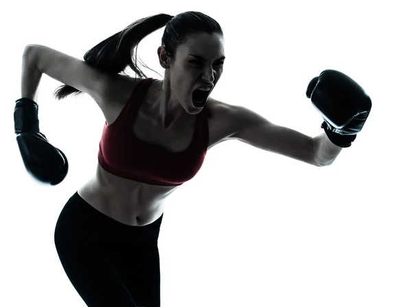 Mulher bonita exercitando boxe — Fotografia de Stock