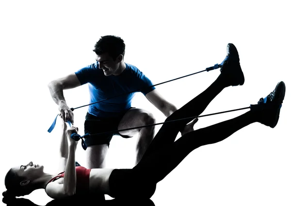 Kobieta mężczyzna trener ćwiczenia gymstick — Zdjęcie stockowe