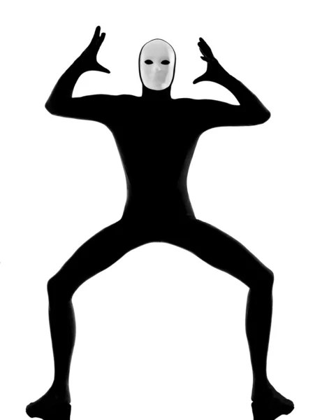 Performer mime com máscara irritado descontente — Fotografia de Stock