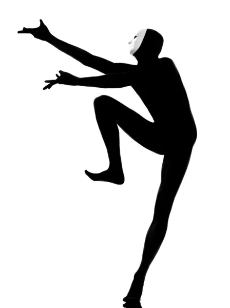 Performer mime com máscara dançarina dançando — Fotografia de Stock