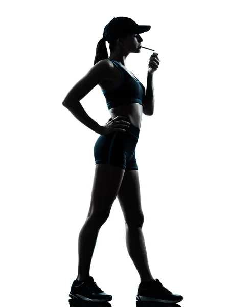 Femme coureur jogger fumer — Photo