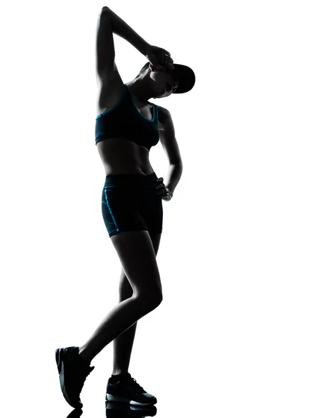 Kadın atlet jogger nefes nefese yorgun — Stok fotoğraf