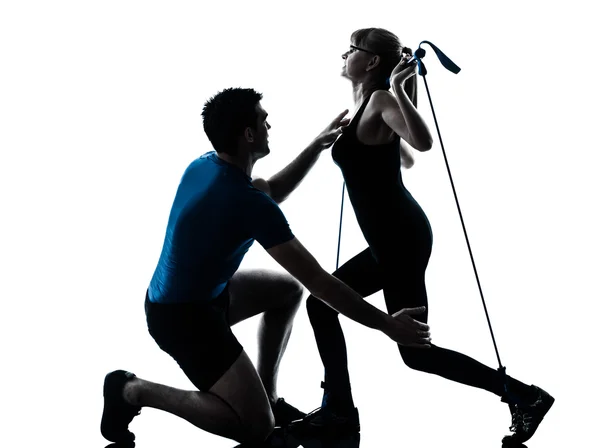 Aerobics intstructor with mature woman exercising — Stock Photo, Image