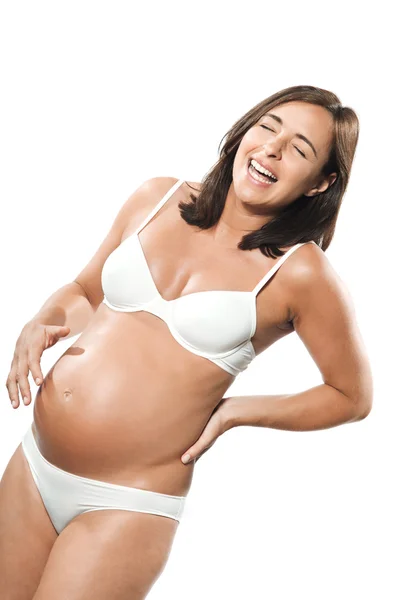 Zwangere vrouw portret rugpijn — Stockfoto