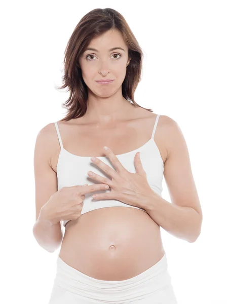 Kvinna gravid ensamstående mamma koncept — Stockfoto