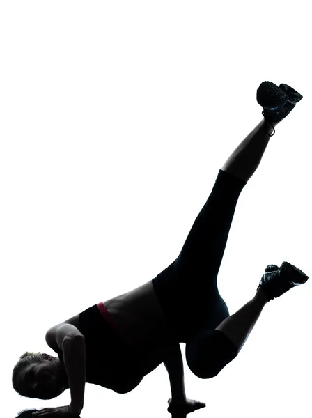 Frau übt Workout-Handstand — Stockfoto