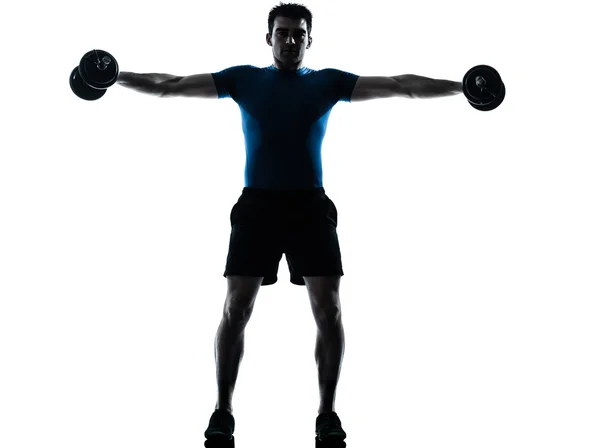 Homem exercitando postura de fitness treino de peso — Fotografia de Stock
