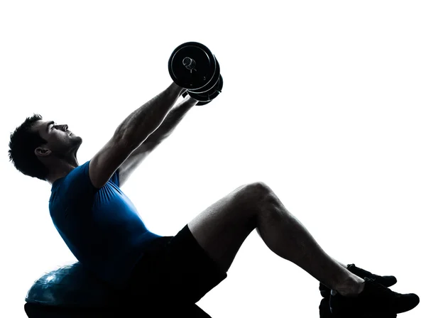 Man uitoefening bosu gewicht opleiding training fitness houding — Stockfoto