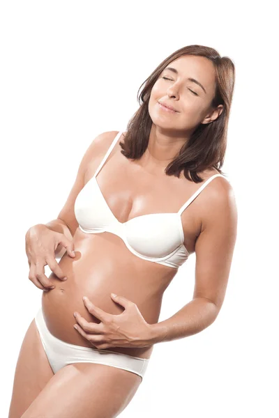 임신한 여자 가려움 스톡 이미지