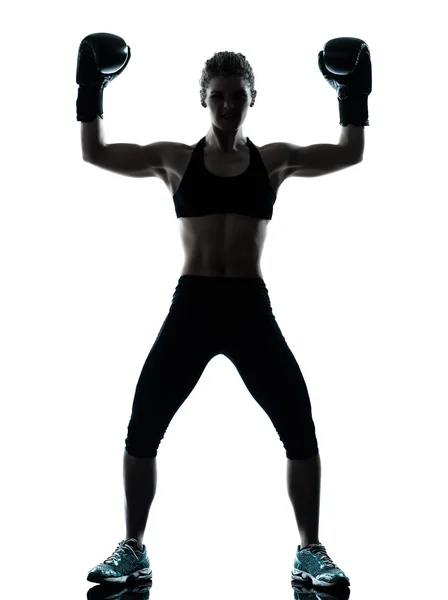 Boxer donna che esercita pugile felice Foto Stock Royalty Free