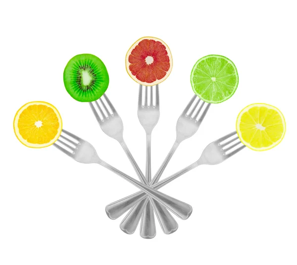 Fruit sur fourchettes un ventilateur — Photo