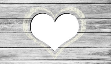 Old wooden boards with heart clipart