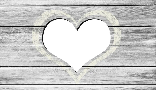 Старые деревянные доски с сердцем — стоковое фото