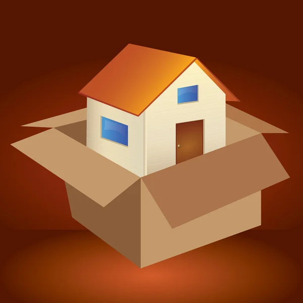 Casa en caja — Vector de stock