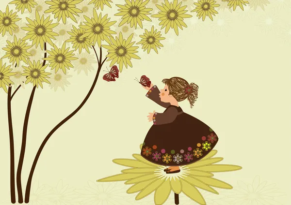 Дівчина з метеликами — стоковий вектор