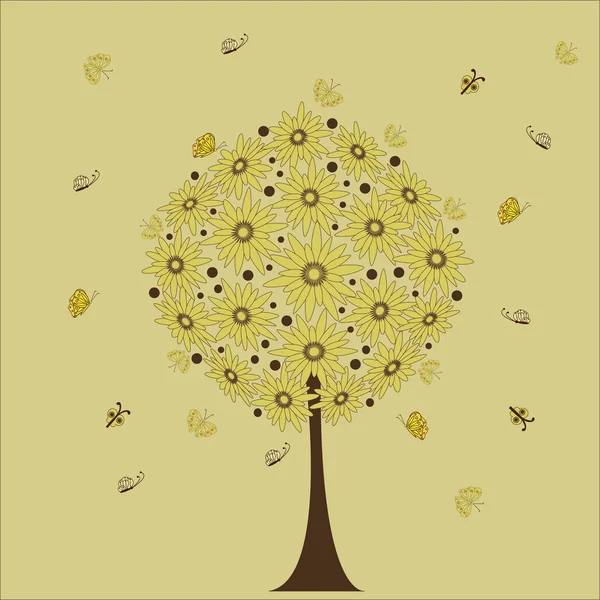 Tree with butterflies — Stock Vector