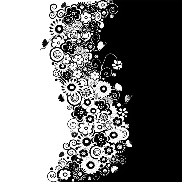 黑白花 — 图库矢量图片