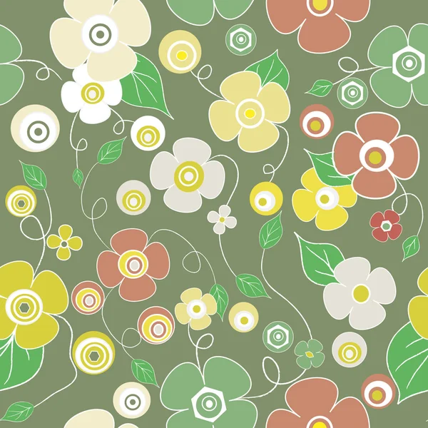 Seamless colorful pattern on green background — Stock Vector