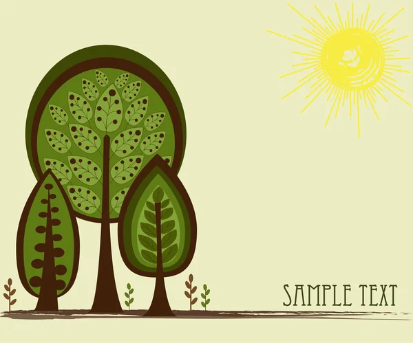 Деревья и солнце — стоковый вектор