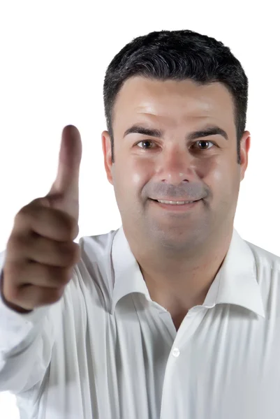 Attraktiver Mann mit positiver Einstellung und Lächeln lizenzfreie Stockbilder