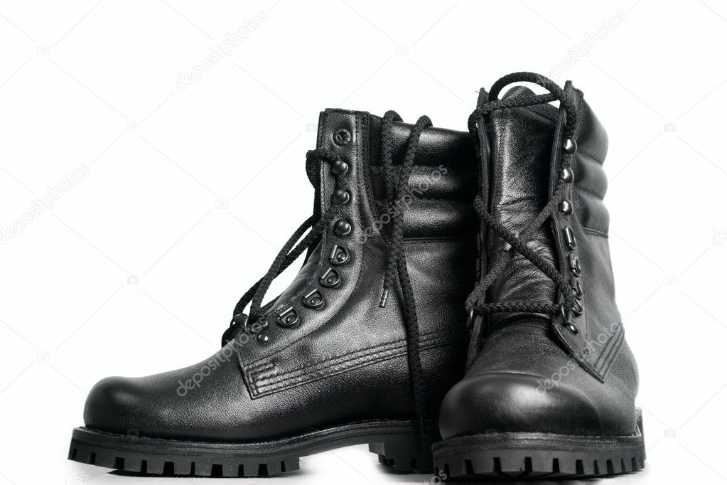 The high black leather boots